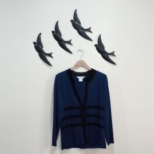 Exclusively Misook Royal Blue Button Acrylic Cardigan, Size S